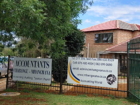 Mhangwana Chabangu accountants signage outside the office